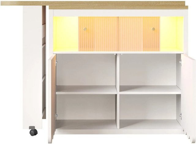 okwish Bartisch mit ausziehbarem Stauraum und LED-Beleuchtung in Weiß, B/T/H: 205 x 39 x 100 cm - Bild 1