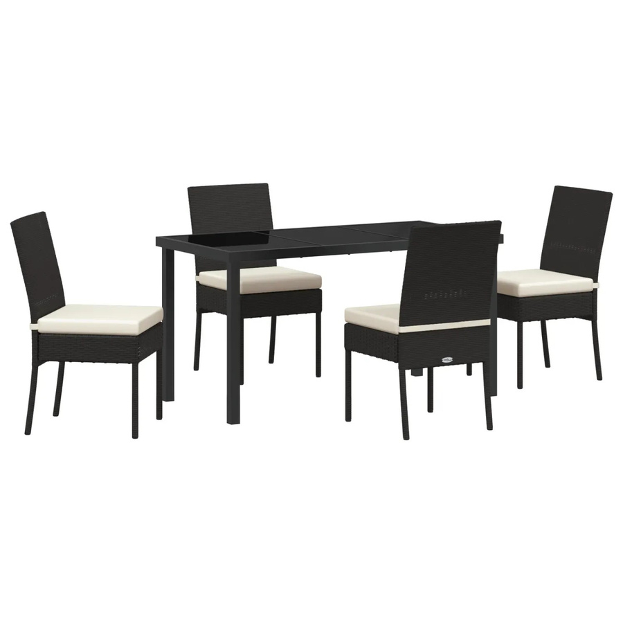 vidaXL Garten Essgruppe 5-teilig aus Poly-Rattan und Glas in Schwarz - Bild 2