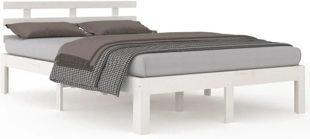 vidaXL Massivholzbett aus Kiefernholz in Weiß, B/T/H: 160 x 200 x 69,5 cm - Bild 1