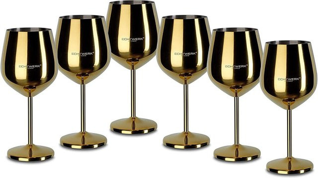 ECHTWERK Weingläser aus Edelstahl in Gold, 6er Pack, 500 ml - Bild 1