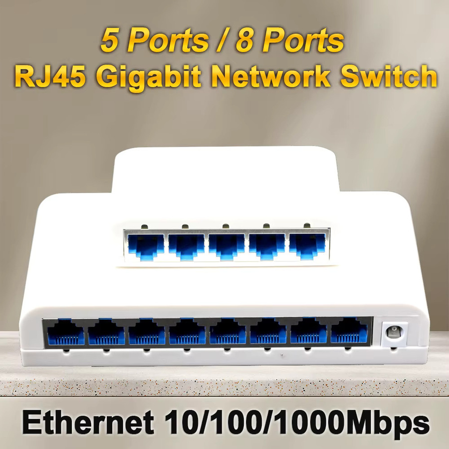 Tellyee Gigabit Ethernet Fast Switch RJ45 Multi-Port-Datenswitch für Büro und Heim-PC - Bild 1