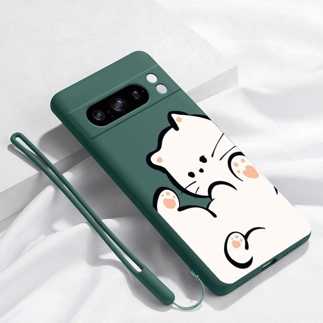 Google Pixel 8 Pro Silikon Handyhülle Fluffy Kitten Design in Grau - Bild 1