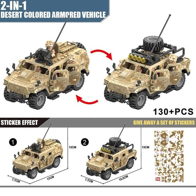 LEGO WW2 TBS Angriffsteam Militär Hummer Jeep Panzerfahrzeug, Bausteinmodell, ab 14 Jahren - Bild 1