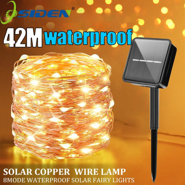 OSIDEN Solar LED Lichterkette Outdoor Wasserdicht Kupferdraht Girlande für Garten und Camping - Bild 1