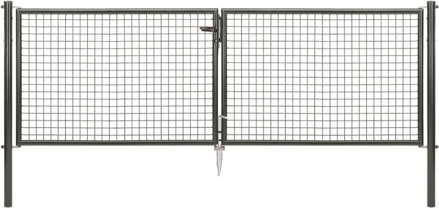 Alberts Wellengitter-Doppeltor für Maschendrahtzäune in Anthrazit, B/H: 316,8 x 1000 cm - Bild 1