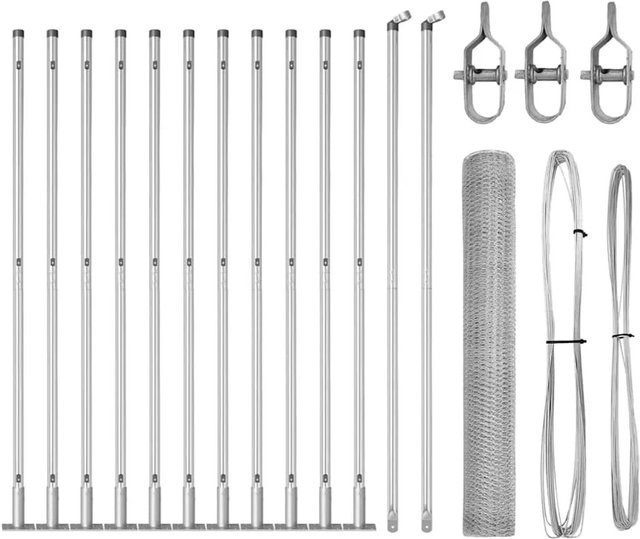 vidaXL Zaunpfosten aus Stahl in Silber, rechteckig, Höhe: 1 m, Breite: 2,5 cm, Tiefe: 1,3 cm - Bild 1