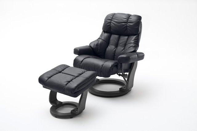 iNNoSeat by MCA CALGARY XXL Relaxer 180 mit Hocker in Schwarz aus Rindsleder und PVC - Bild 1