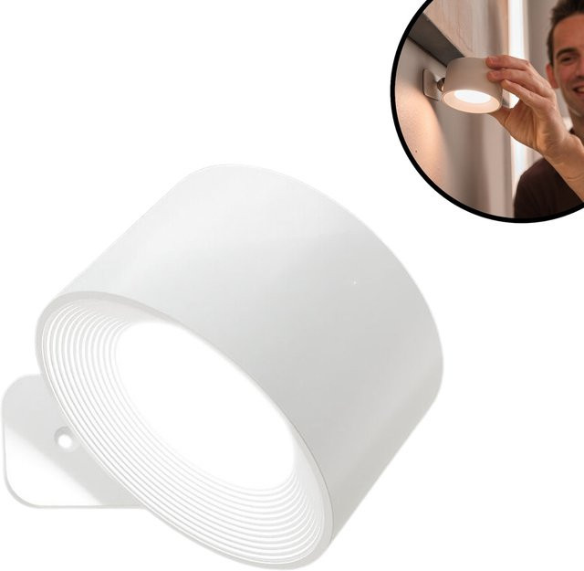Best Direct Vigilamp POD LED Wandleuchte in Weiß mit schwenkbarer Leselampe und Akku via USB - Bild 1