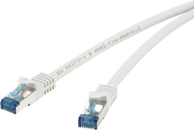 Renkforce RJ45 Netzwerk Anschlusskabel CAT 6a S/FTP Ethernet LAN in Grau, Länge: 15 m - Bild 1