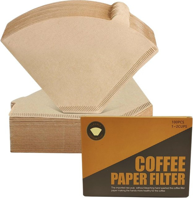 Punana Kaffeefilterkegel aus natürlichem ungebleichtem braunem Papier, 100 Stück Einweg-Filterkörbchen für Zuhause und Büro - Bild 1