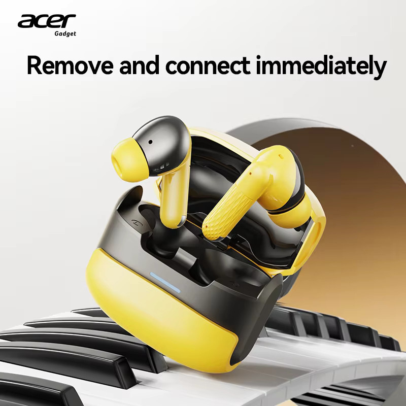 Acer Ohr548 Kabellose Bluetooth In-Ear Kopfhörer mit ANC-Geräuschunterdrückung und Ladecase in Weiß und Gelb - Bild 4
