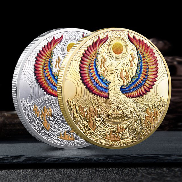Souvenir-Gedenkmünze Nirvana Firebird Phönix in Grau aus Metall - Bild 1