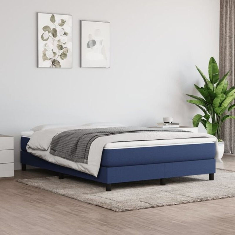 Vidaxl Boxspringbett mit Matratze in Blau aus Stoff, B/T/H: 140 x 190 cm - Bild 1
