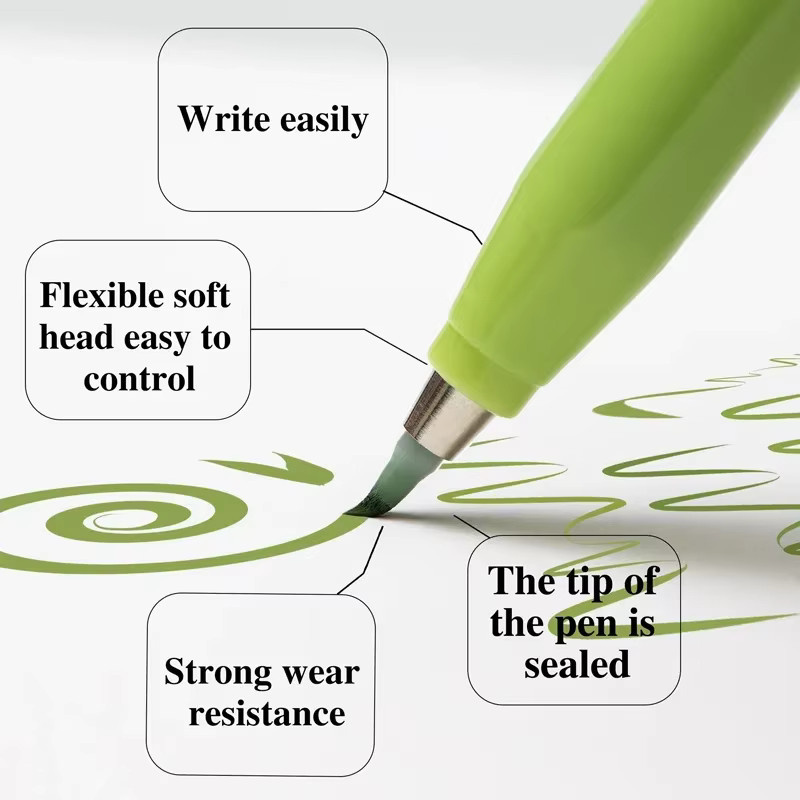 6 Stück Kalligraphie Marker mit weicher Pinselspitze in Multicolour für Journaling und Zeichnen - Bild 2