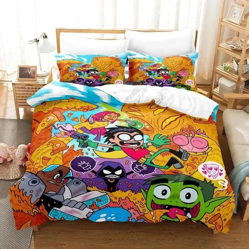 Teen Titans Go Bettwäscheset mit 3D-Druck aus Mikrofaser, Farbe: Lila, B/H: 245 x 210 cm - Bild 3
