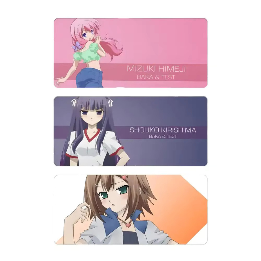 Anime-Komödie B-Baka to Test to Shoukanjuu Gaming-Mauspad mit LockEdge in Schwarz als große PC-Tischunterlage - Bild 2