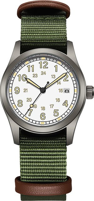 TPW Felduhr, Damen, Quarz, 34 mm, Stoffarmband, Schwarz, 24-Stunden-Anzeige, Tagesfunktion - Bild 1