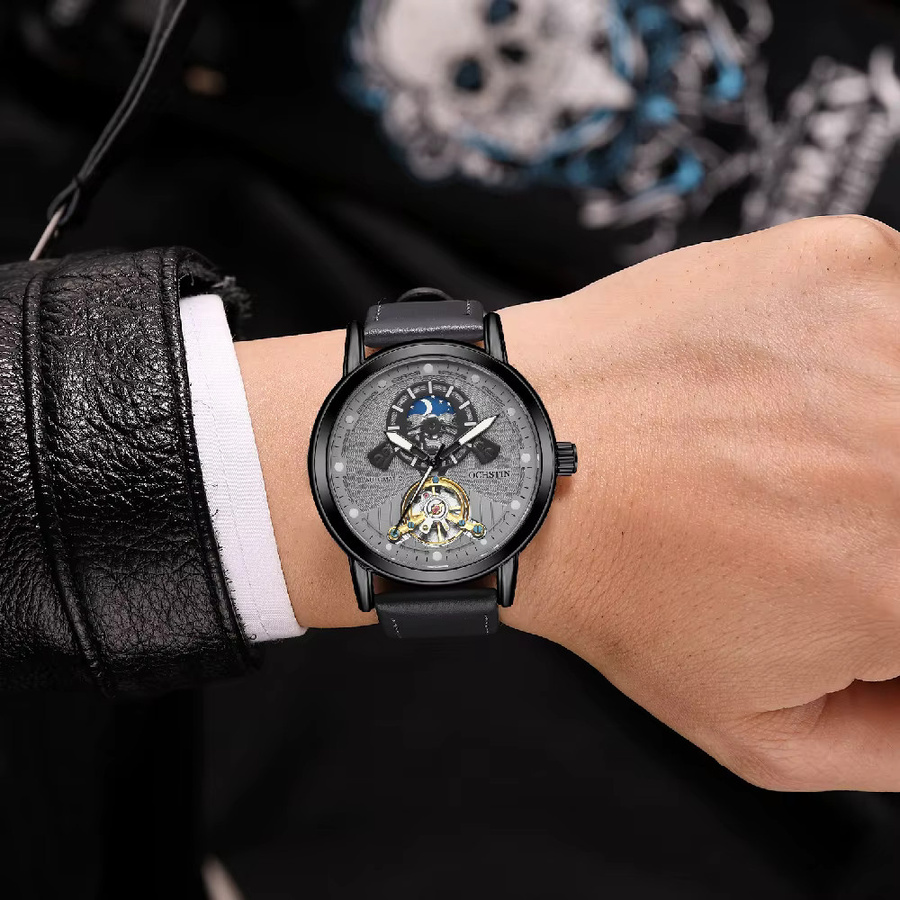 OCHSTIN Armbanduhr Automatik, Edelstahl, Leder, Schwarz, Herren - Bild 2