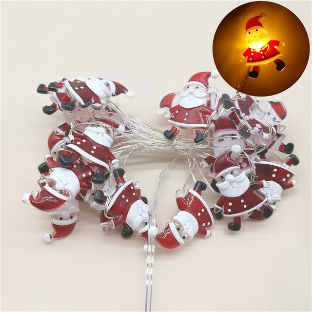 LED Lichterkette mit Schneemann, Santa Claus und Elch Motiven in Warmweiß für Weihnachtsbaum und Party-Dekoration - Bild 1