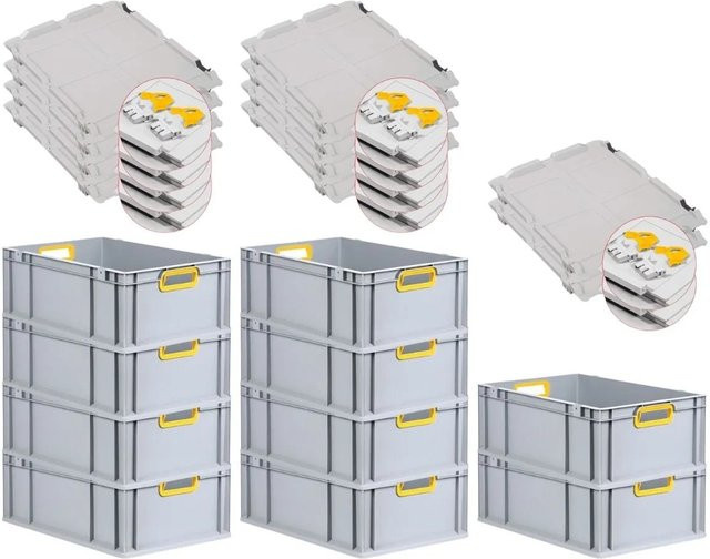 PROREGAL Spar Set 10x Eurobox Nextgen Color mit Scharnierdeckel und Schiebeschnappverschlüssen, Farbe Gelb, H x B x T: 22 x 40 x 60 cm - Bild 1