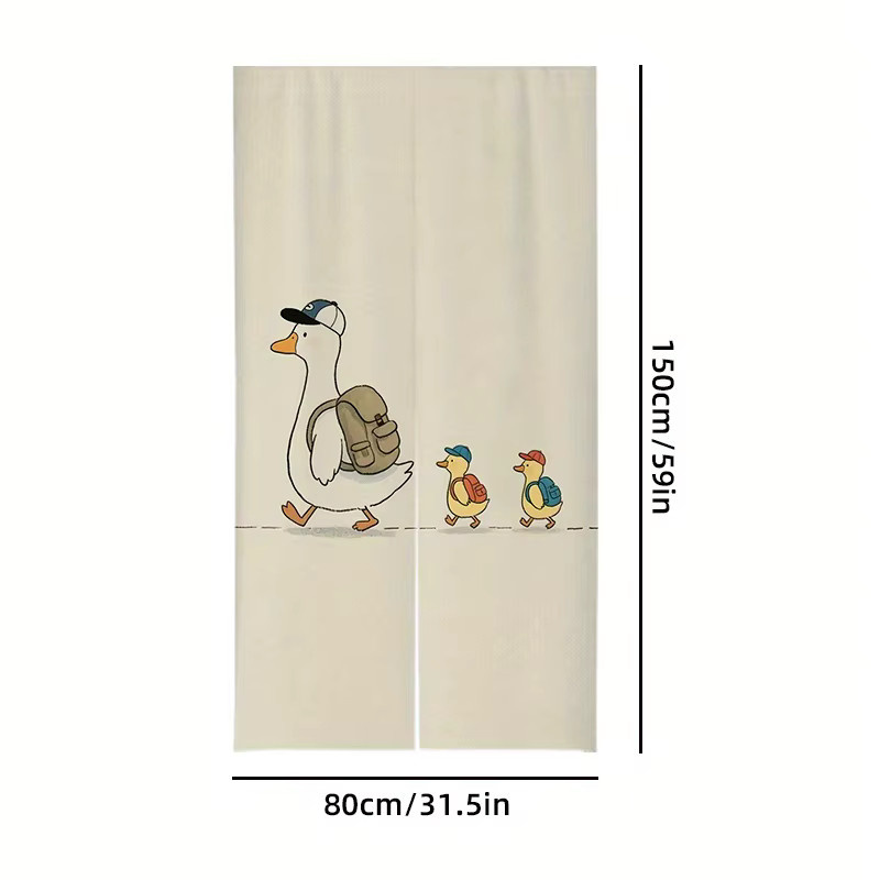 VIKAMA Türvorhang mit Enten- und Kükenmotiv in Weiß als niedlicher Cartoon-Sichtschutz für Wohnzimmer und Schlafzimmer - Bild 2