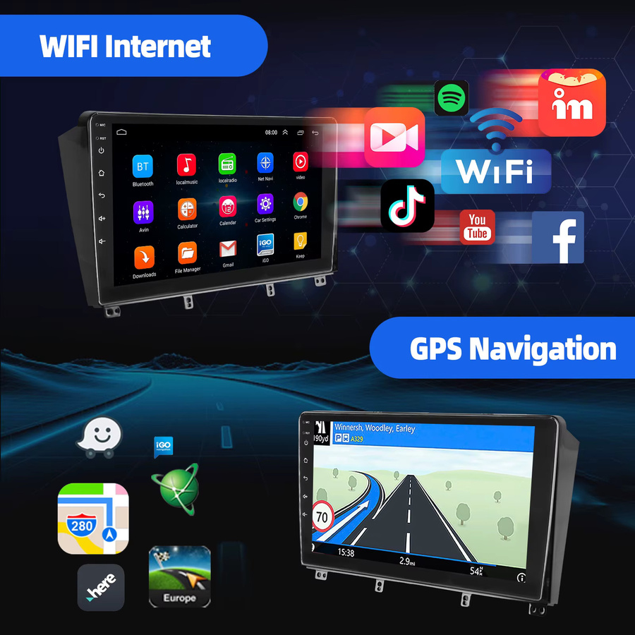 ESSGOO Android 15 Autoradio mit 9 Zoll Display für Peugeot 3008 5008 (2009-2016), 4+64 GB, Schwarz, GPS Navigation, WiFi, Wireless CarPlay, Android Auto, Bluetooth, CANBUS und Lenkradsteuerung - Bild 3