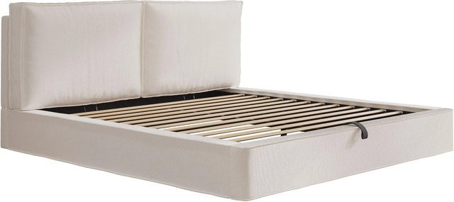Merax Polsterbett mit Stauraum aus Bouclé in Beige B: 180 cm, T: 200 cm, H: 231 cm - Bild 1