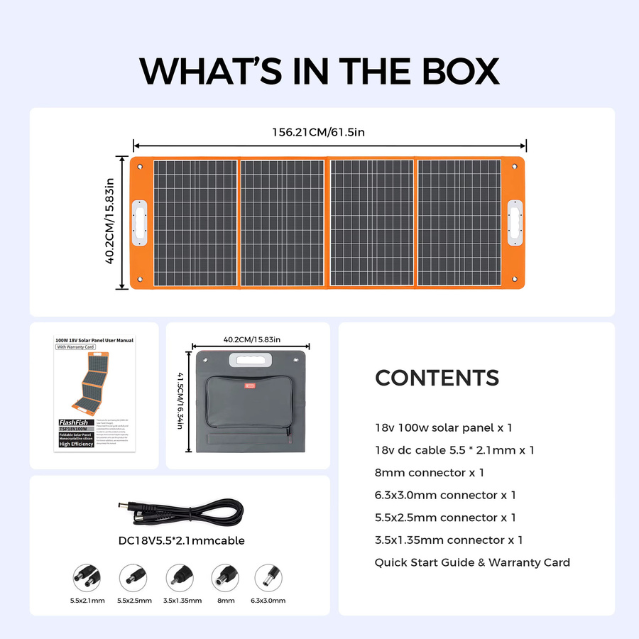 FlashFish TSP18V100W Faltbares Solarpanel Tragbares Solarladegerät mit DC und USB-Ausgang für Outdoor, Camping und Wohnmobil - Bild 3