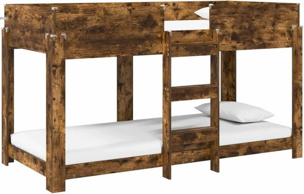 vidaXL Etagenbett für Kinder in Geräucherte Eiche, modernes Design, B/T/H: 90 x 200 x 170 cm (ca.)
