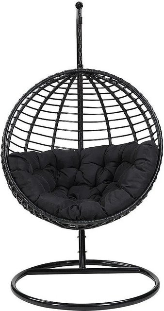 Bontoc Hängesessel Egg aus Polyrattan in Schwarz inklusive Kissen, Höhe: 112 cm - Bild 1