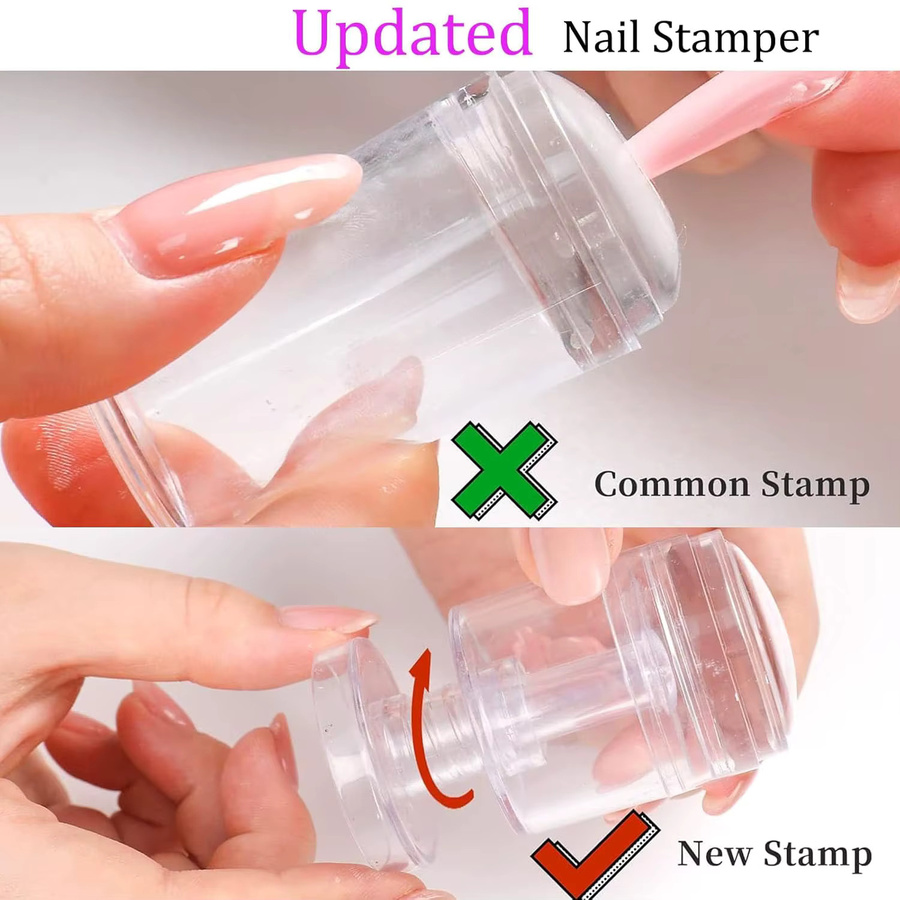 Nail-Art-Stempel, transparentes Silikon, drehbar, verstellbare Mustergröße - Bild 4