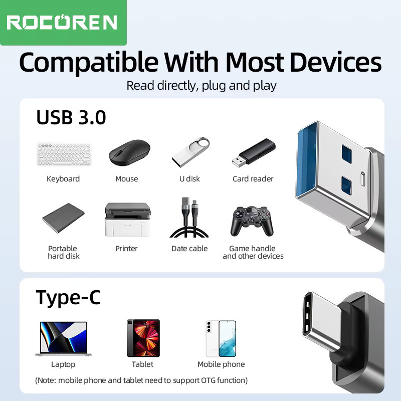 Rocoren OTG Adapter USB Typ C auf USB A 3.0 Konverter für MacBook Samsung S22 S21 und Android Geräte - Bild 3