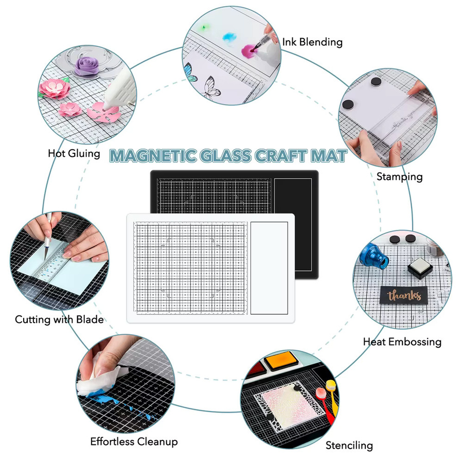 Magnetische Bastelmatte aus gehärtetem Glas mit Magneten, All-in-One Schneidefläche, Breite: 40 cm, Tiefe: 26 cm - Bild 2