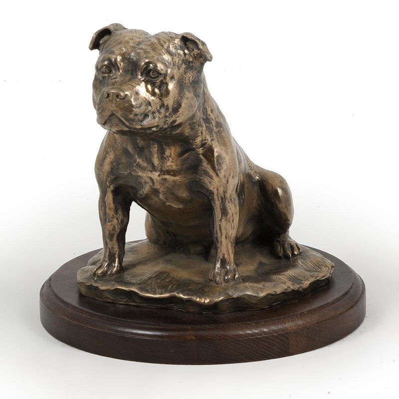 Staffordshire Bull Terrier Hundestatue Art-Dog braun Dekorationsfigur aus Kunstharz für dein Büro oder als Trophäe Höhe: 37,5 cm - Bild 2