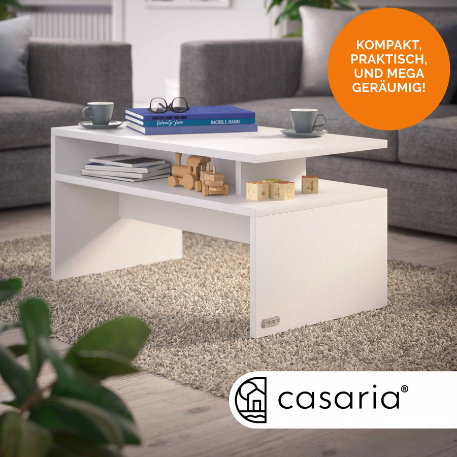 Couchtisch Sacramento von CASARIA® in Weiß, rechteckig, B/T/H: 95 x 55 x 50 cm - Bild 2