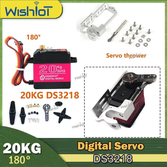wishiot DS3218 Digitaler Servomotor, 180°, Metallgetriebe, mit 25T Arm - Bild 1