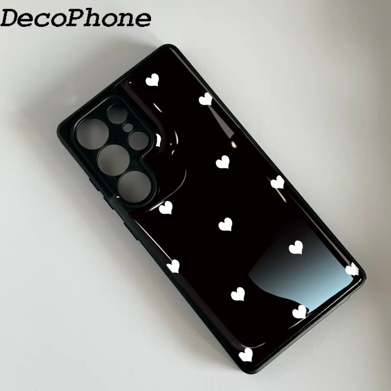 Stoßfeste Samsung Galaxy Handyhülle aus Epoxy mit schwarz-weißem Herzsymbol für Samsung Galaxy S23 S24 S25 S26 Plus FE Ultra Edge - Bild 2