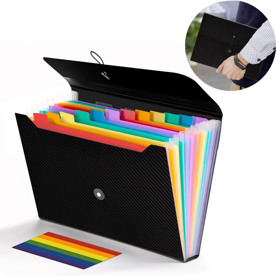 Akkordeon Aktenhalter Organizer für A4 Dokumente in Schwarz mit Snap-Verschluss - Bild 2