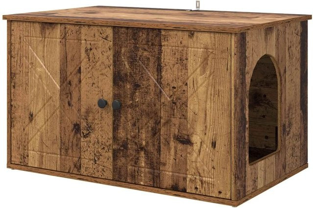 vidaXL Katzenhaus aus Altholz in Braun, B/T/H: 85 x 55 x 50 cm - Bild 1