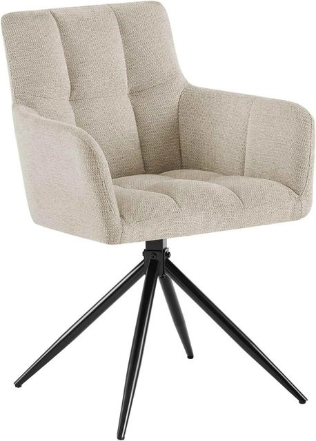DELUKE Esszimmerstuhl DEBAS in Creme mit Stoffbezug, B/T/H: 59 x 59 x 87 cm - Bild 1