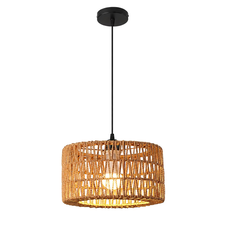 JOYINLED Rattan-Pendelleuchte in Braun, Verstellbare Hängelampe im Rustikalen Design für das Esszimmer, Durchmesser: 31 cm - Bild 2