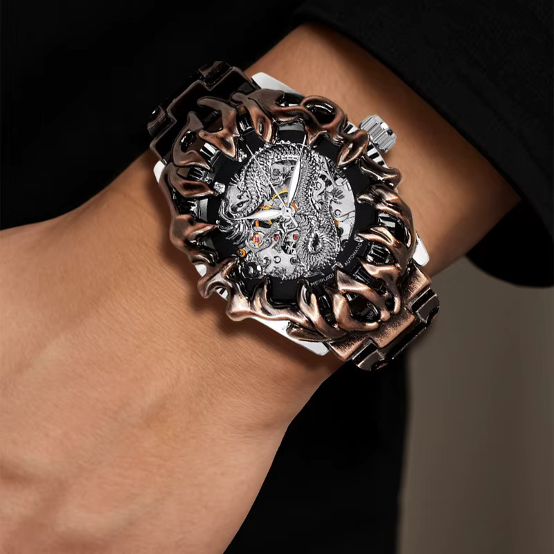 MEIRUIQI Armbanduhr Automatik, Edelstahl, Silber, Herren - Bild 5