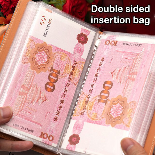 Multifunktionales Banknoten-Aufbewahrungsbuch aus PU-Leder mit 100 Fotostempel-Kartentaschen für Sammler - Bild 1