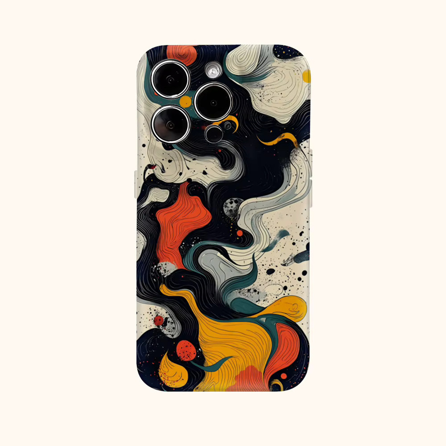 Bunte Wellenkunst Handyhülle mit doppelschichtiger Rückseite für Apple iPhone 17 Pro Max, 16, 15, 14, 13, 12, 11 und weitere Modelle, Mehrfarbig - Bild 2