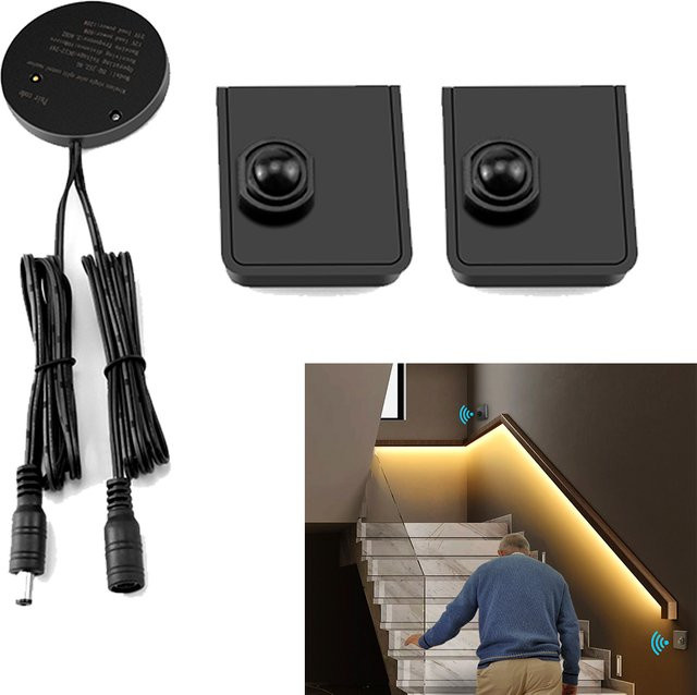 Lcamaw PIR-Bewegungssensor-Schalter für 12V 24V LED-Streifen, wiederaufladbarer Controller in Schwarz - Bild 1