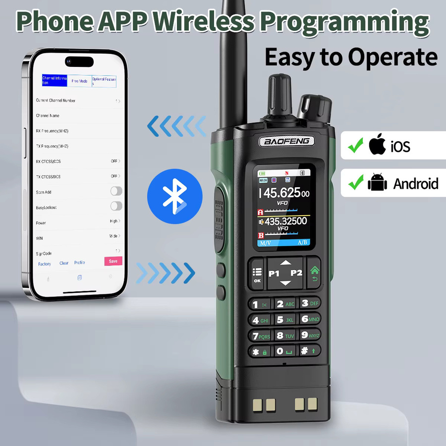 Baofeng UV-32 GPS Walkie Talkie in Schwarz mit Bluetooth und Funkfrequenz-Kopierfunktion für Langstrecken-Amateurfunk - Bild 4