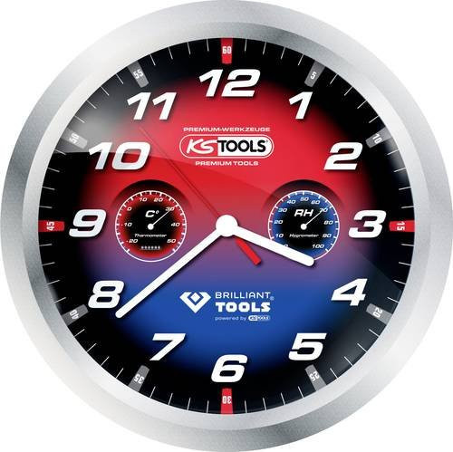 KS Tools Wanduhr analog mit Thermometer und Hygrometer, Durchmesser: 40 cm, Multicolour - Bild 1