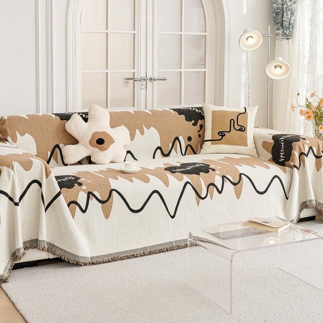 Super Six Chenille Sofabezug Universeller Sofaüberwurf für Kissen, B/B: 90 x 90 cm - Bild 1