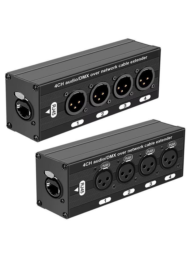 TITAK RJ45 CAT5e zu 4-Kanal 3-Pin XLR/6,35mm Audio- und DMX-Netzwerk-Extender in Schwarz - Bild 4