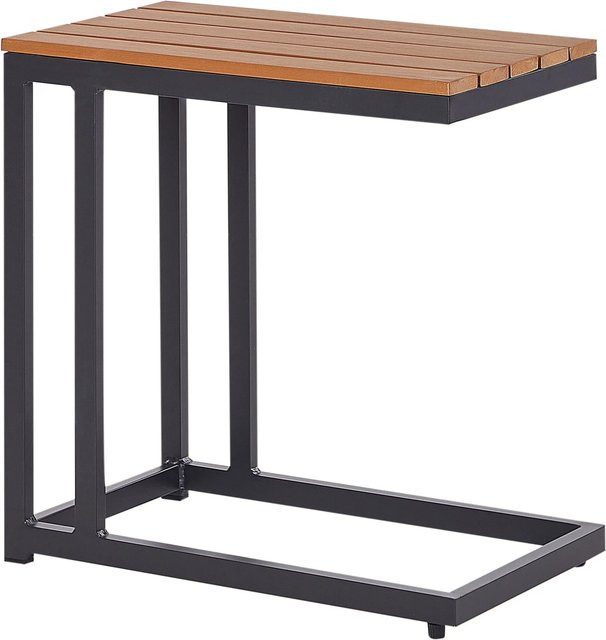 Beliani Gartentisch MESSINA aus Kunstholz in Hellbraun und Schwarz, B/T/H: 60 x 35 x 59 cm - Bild 1